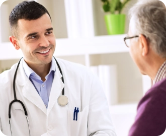 Photo of a doctor and an elderly man